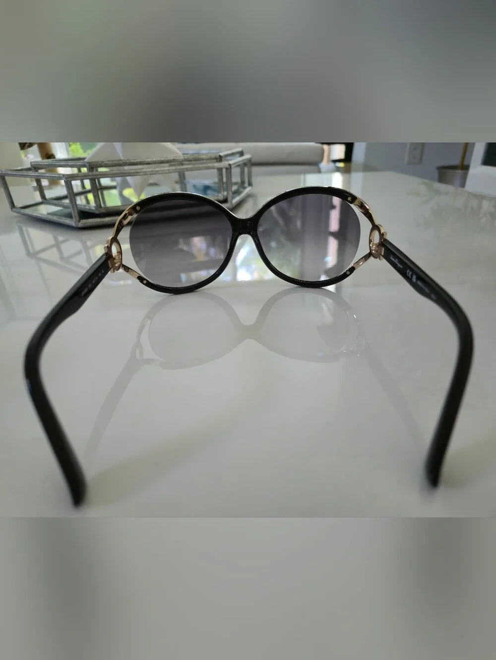 Salvatore Ferragamo Black Women's Sunglasses with Subtle Gold Accents